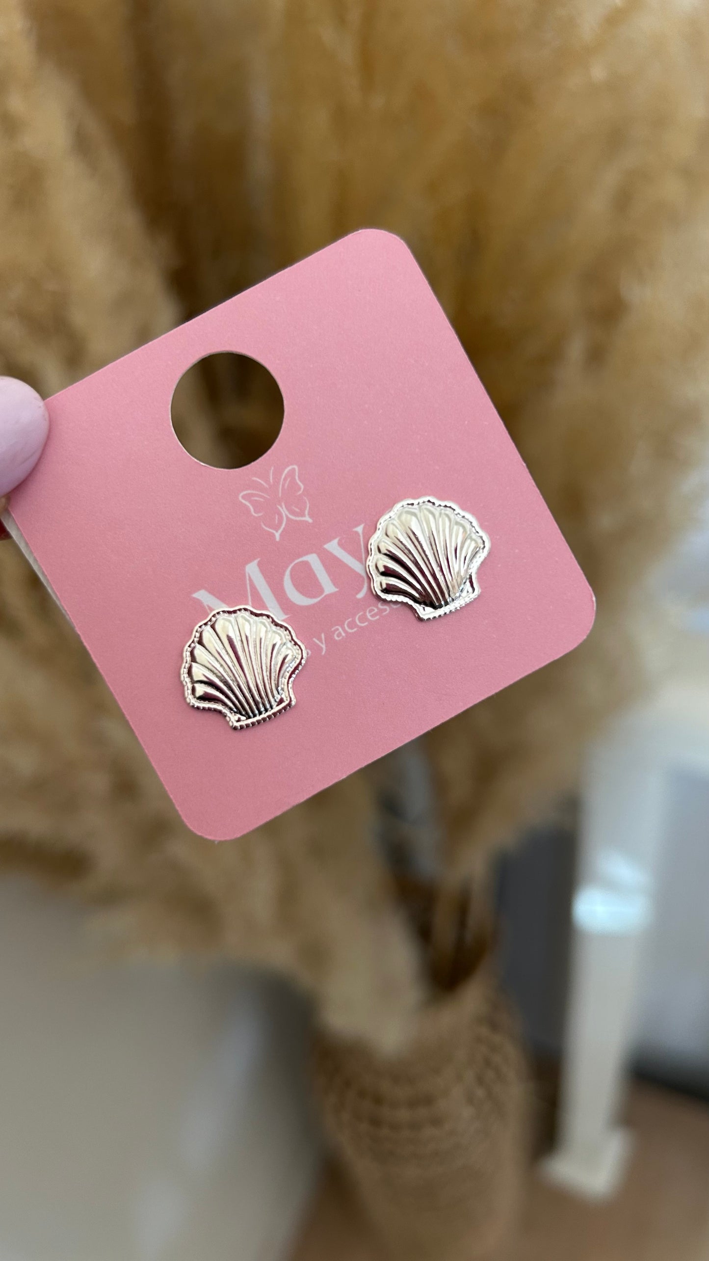 Aros con diseño almeja silver