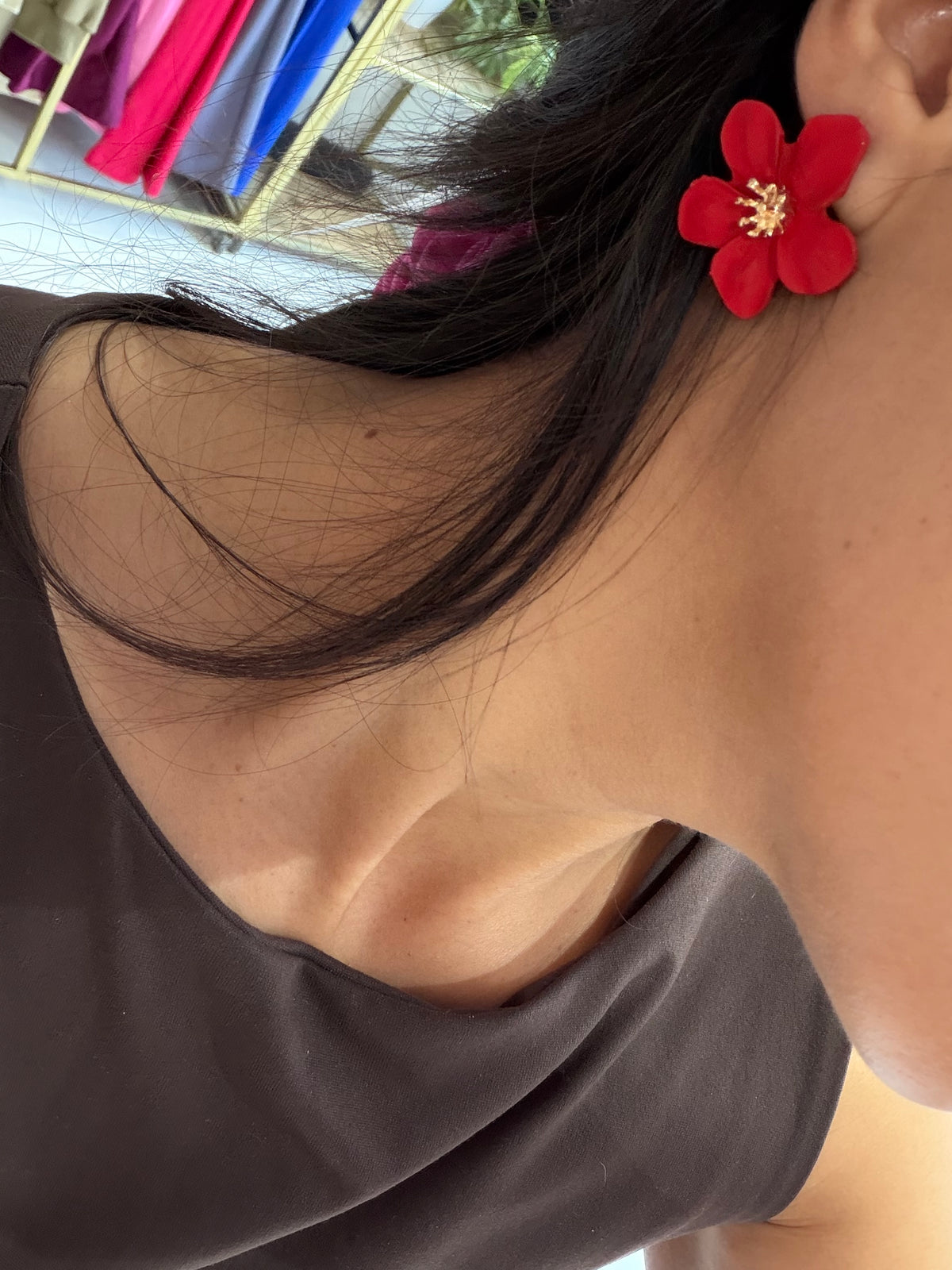 Aros Magnolia rojos ❤️