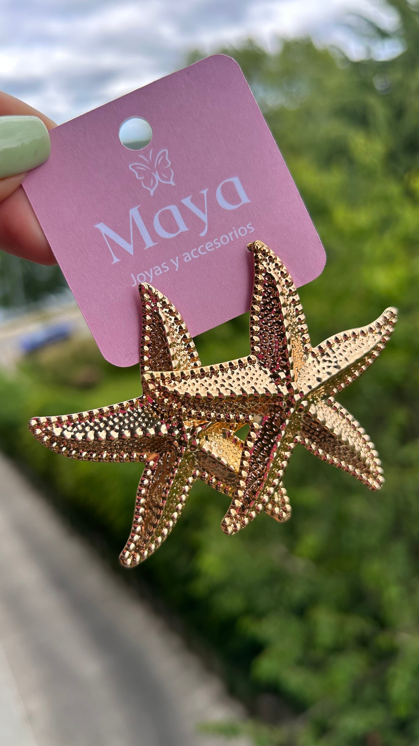 Aros estrella acero dorados