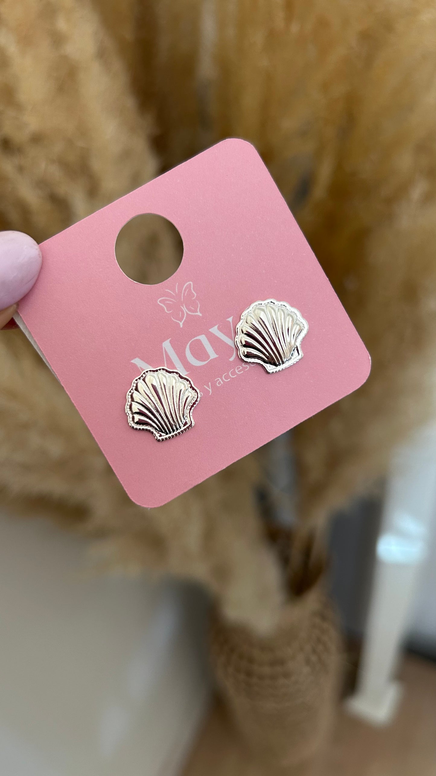 Aros con diseño almeja silver